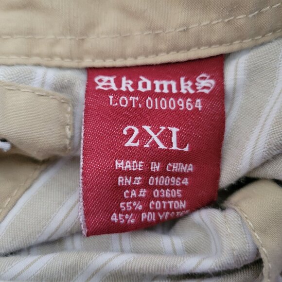 Akademiks Lot 99 Button Front Shirt Mens Size 2XL Tan Striped Long Sleeve - Picture 3 of 4